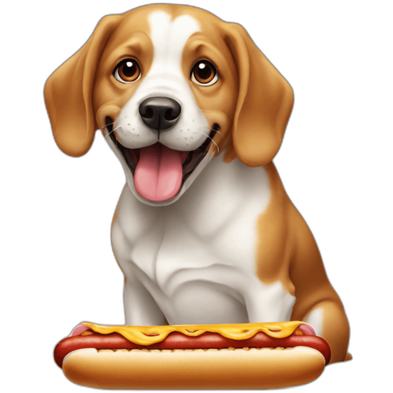 Dog eating hotdog emoji