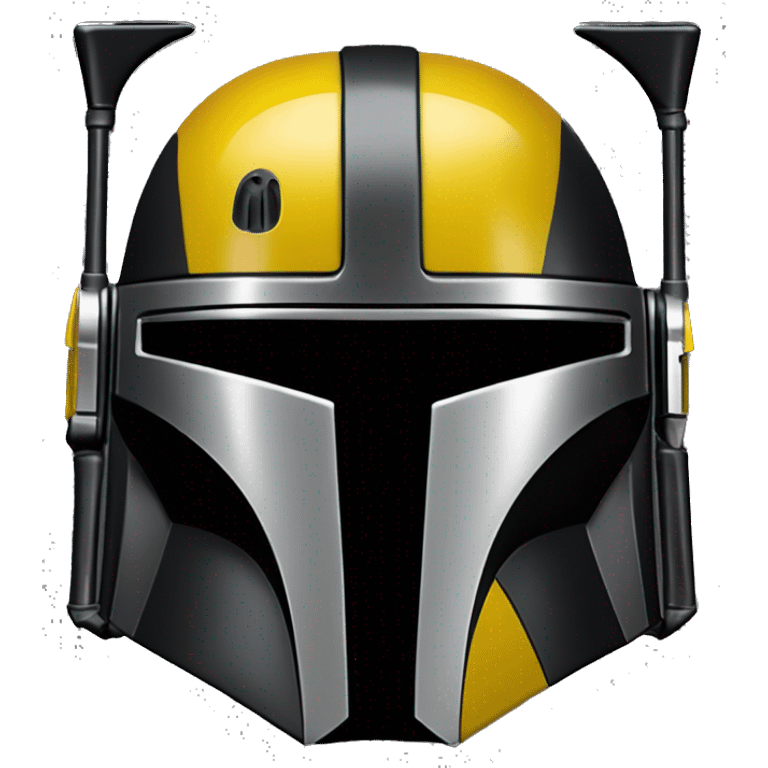 Gloss black and yellow mandalorian helmet with one antenna emoji