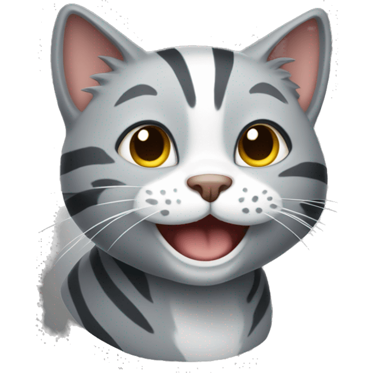 striped gray cat smiling emoji