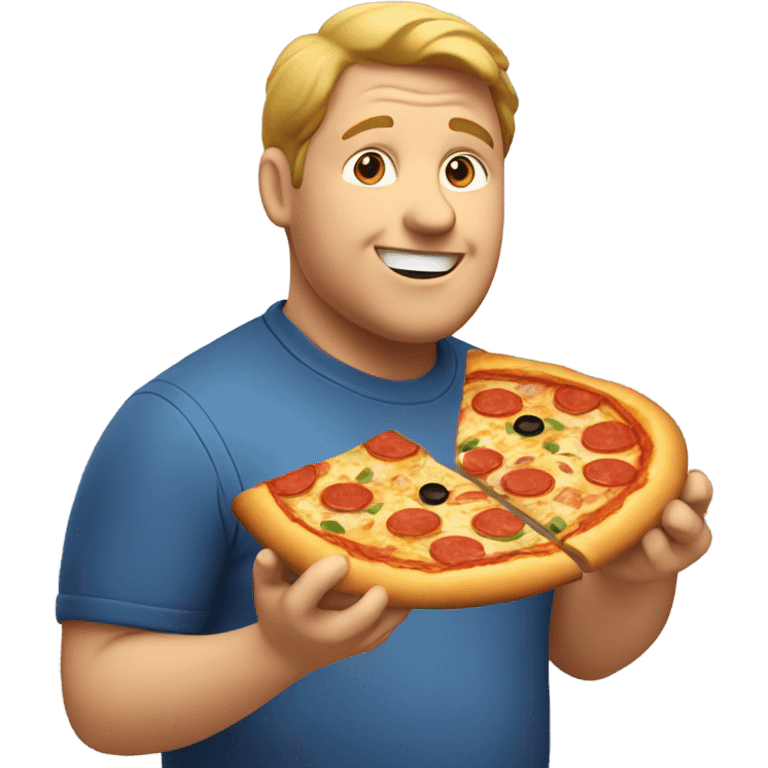 A fat white guy eating pizza emoji