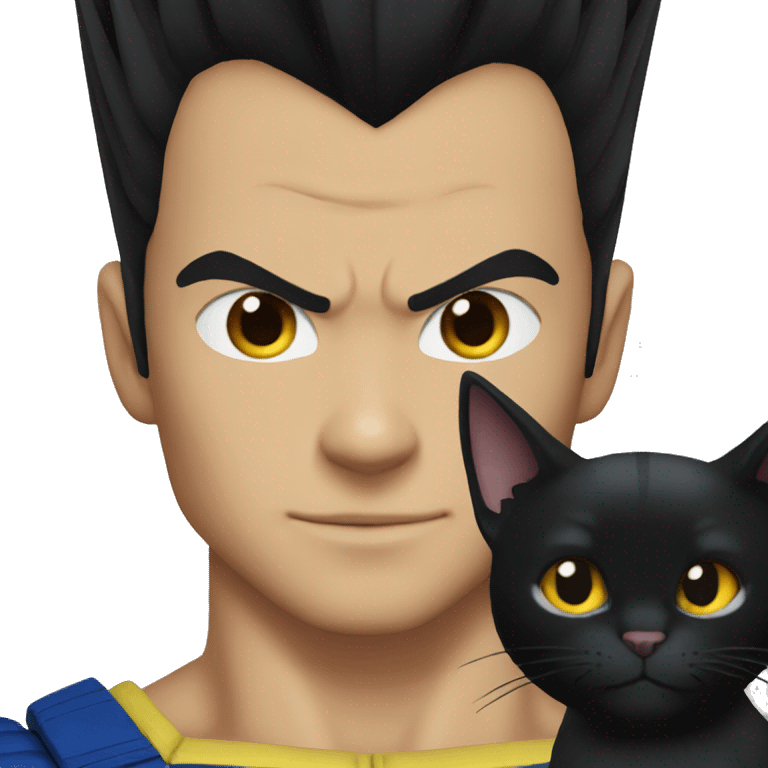 vegeta with a black cat emoji