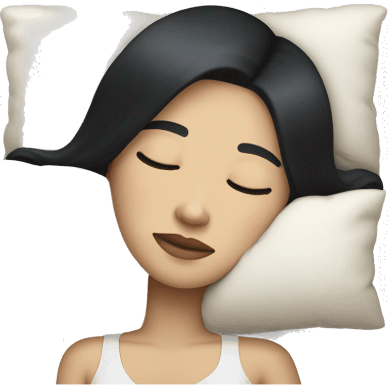 woman with black hair and white skin sleeping emoji