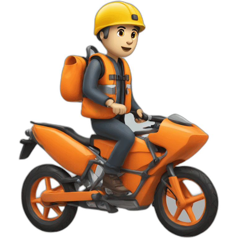 Bike guy orange life vest emoji