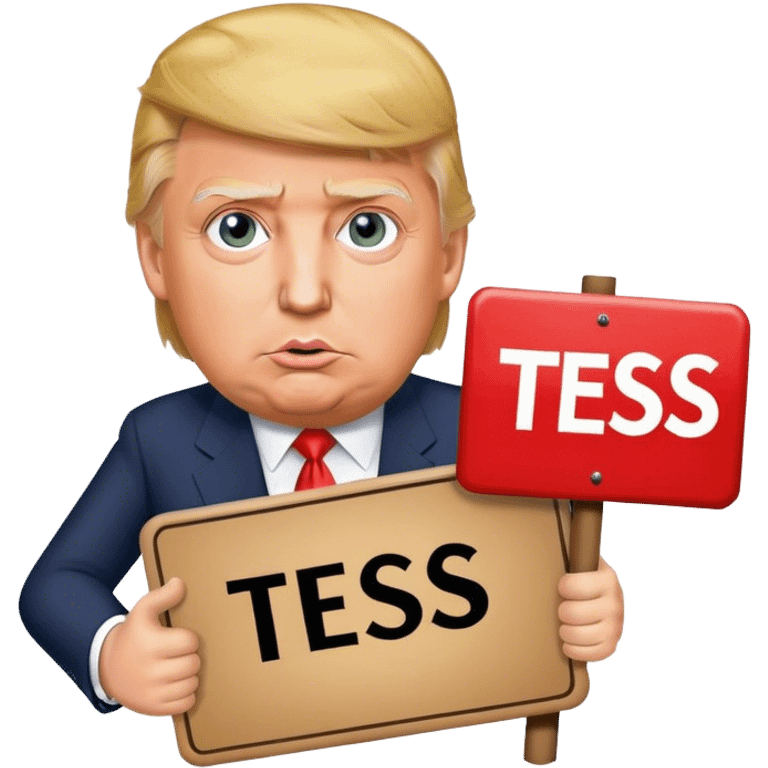 Donald trump holding a sign saying Go Tess  emoji