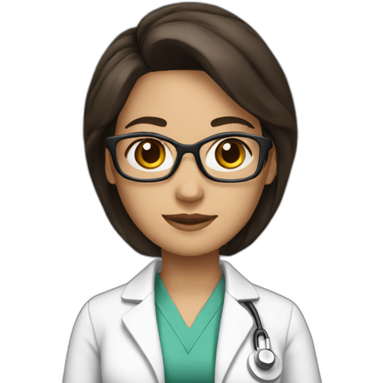 Brunette female doctor emoji