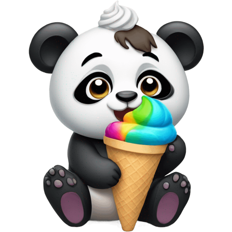 Panda eating ice cream emoji