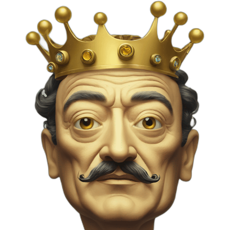 Salvador Dali as a robot king with a crown emoji