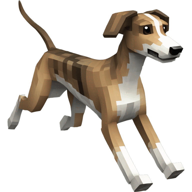 Minecraft pixel brindle greyhound running  emoji