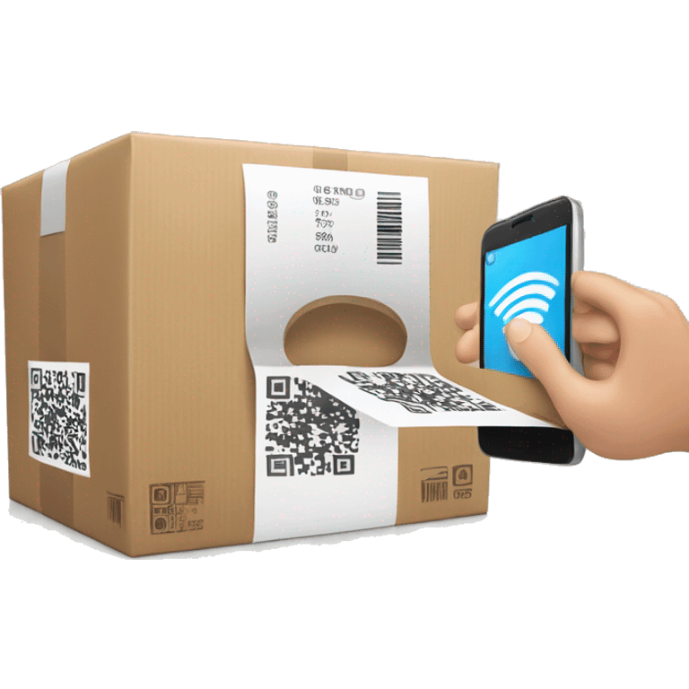 hand with phone scanning a parcel's qr-code emoji