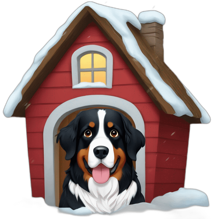 bernese mountain dog in the snow house emoji