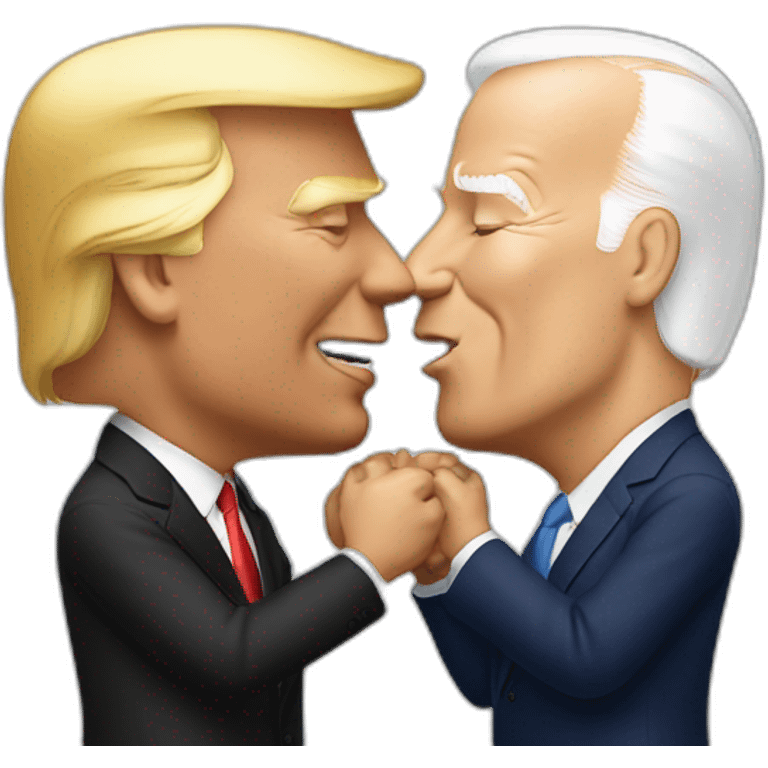 Donald trump kissing Joe biden emoji