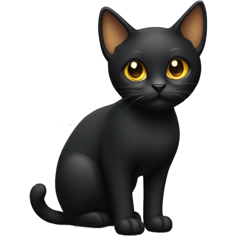 Small sleek black cat full body golden eyes with ear tufts emoji