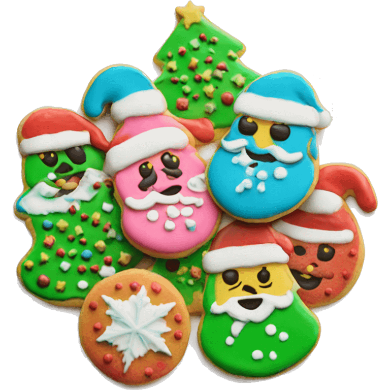 Colorful frosted Christmas cookies on a round plate emoji