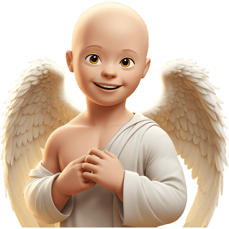 bald boy with angel wings emoji