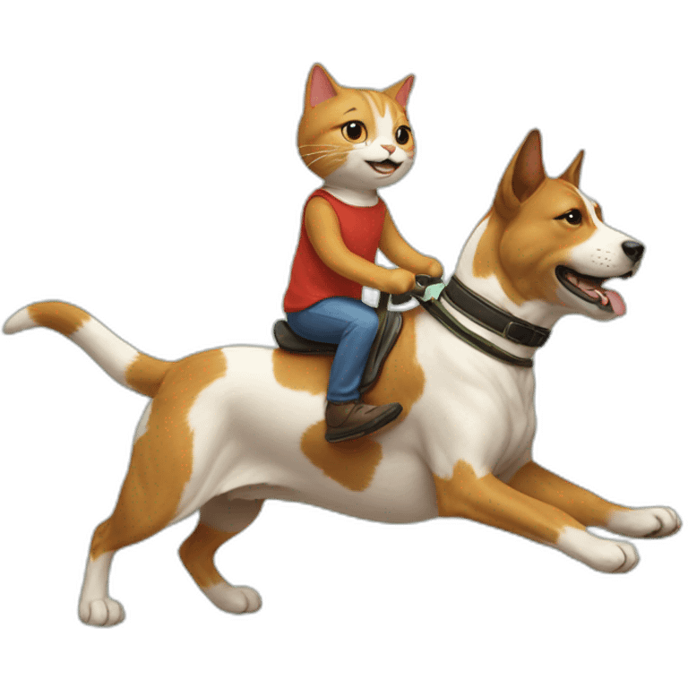 Cat riding dog emoji