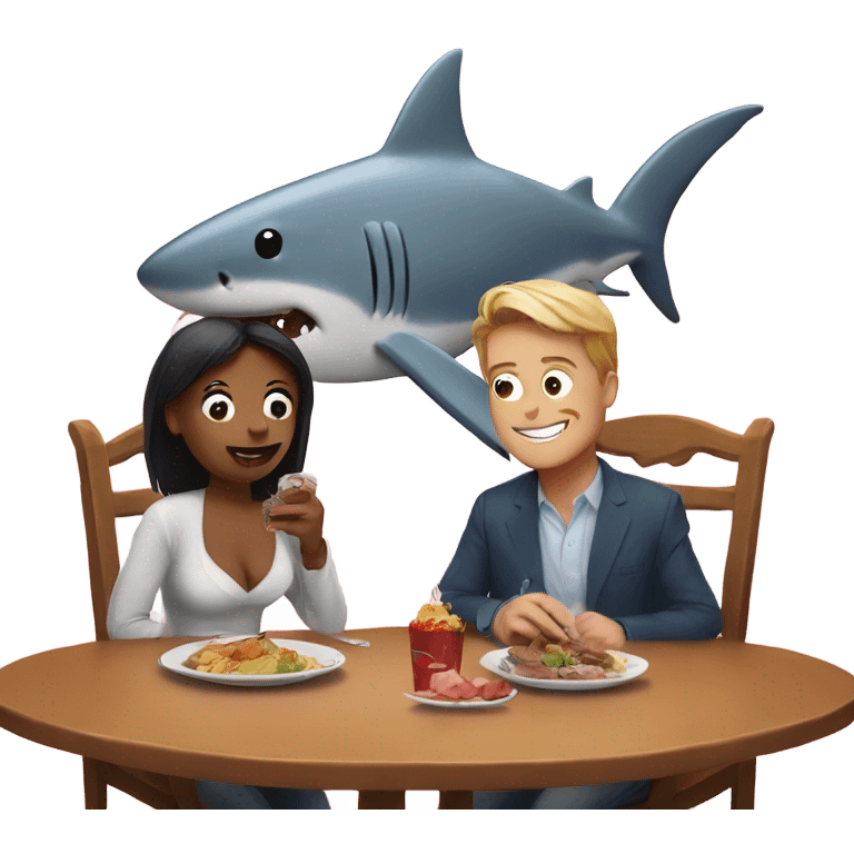 Shark on a date with a pig emoji