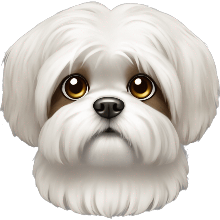 fluffy dog ​​of the Shih Tzu breed, white and milky color with brown eyes emoji