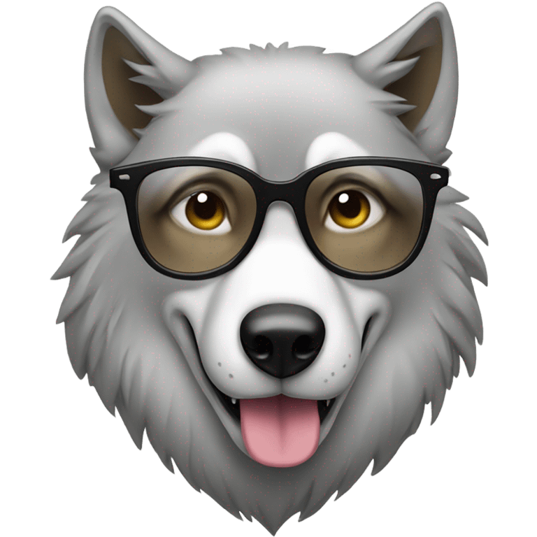 Wolf with glasses emoji