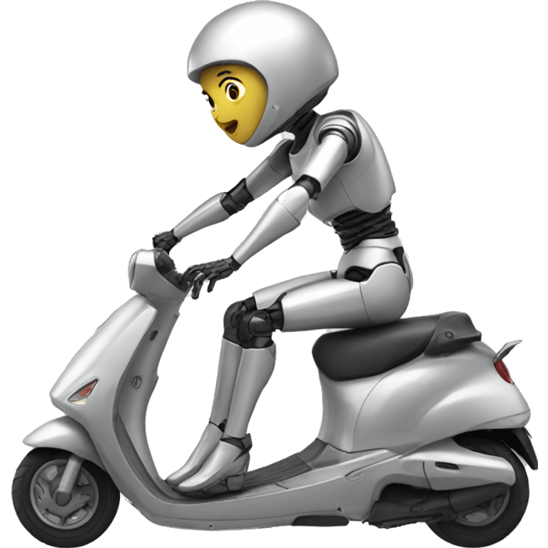 Female robot falling off scooter emoji