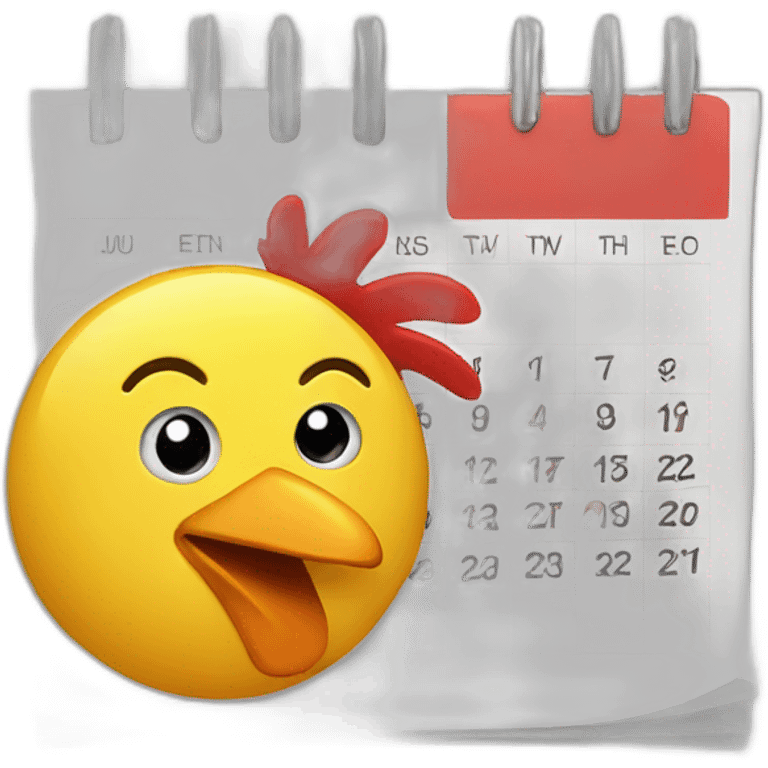 Planning calendar month with chicken head emoji