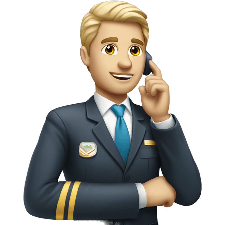 white flight attendant man doing call me hand emoji