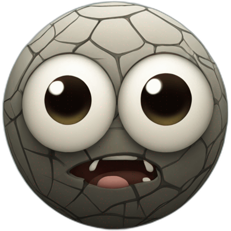 3d sphere with a cartoon Cave Spider skin texture with big thoughtful eyes emoji