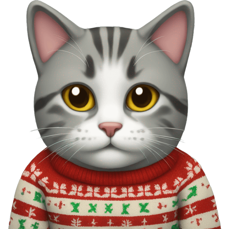 Cat in Christmas sweater emoji