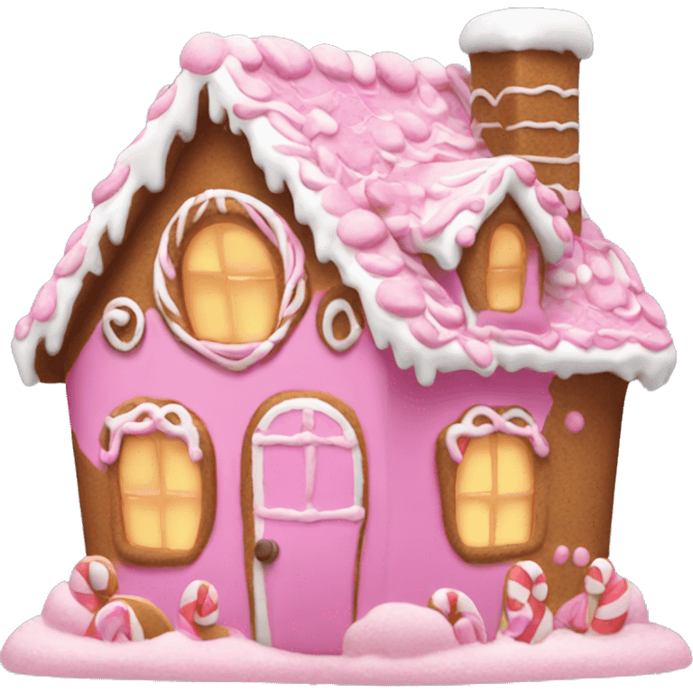 A pink gingerbread house emoji