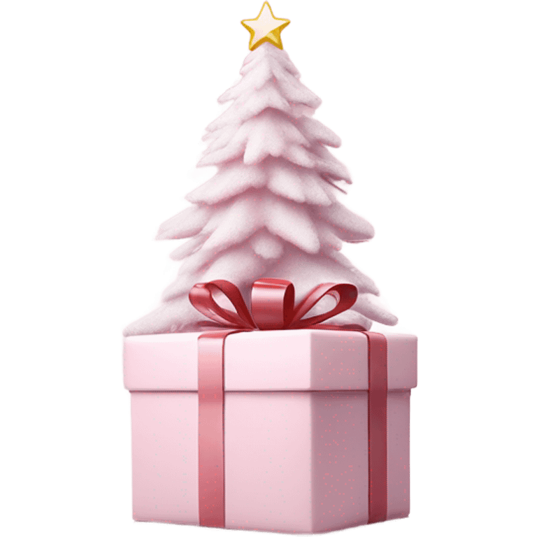 Light pink Christmas gifts under a white Christmas tree  emoji