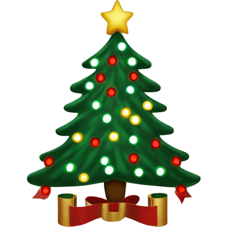 Christmas tree with red, green, & white vintage Christmas lights  emoji