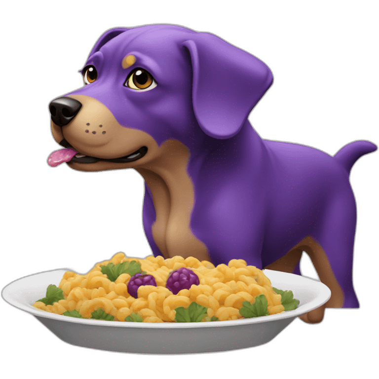 Purple dog eating  emoji