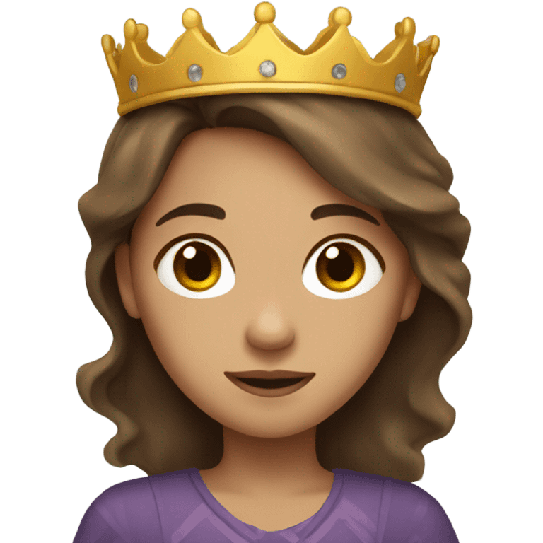 Girl with brown hair that has a crown on and a rock in hand  emoji