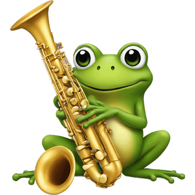 une grenouille qui joue du saxophone emoji