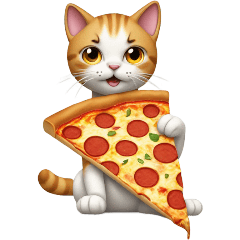 Cat eating pizza emoji