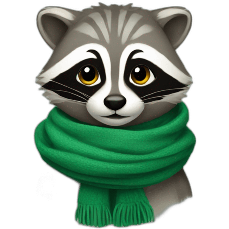 Raccoon in a green scarf emoji