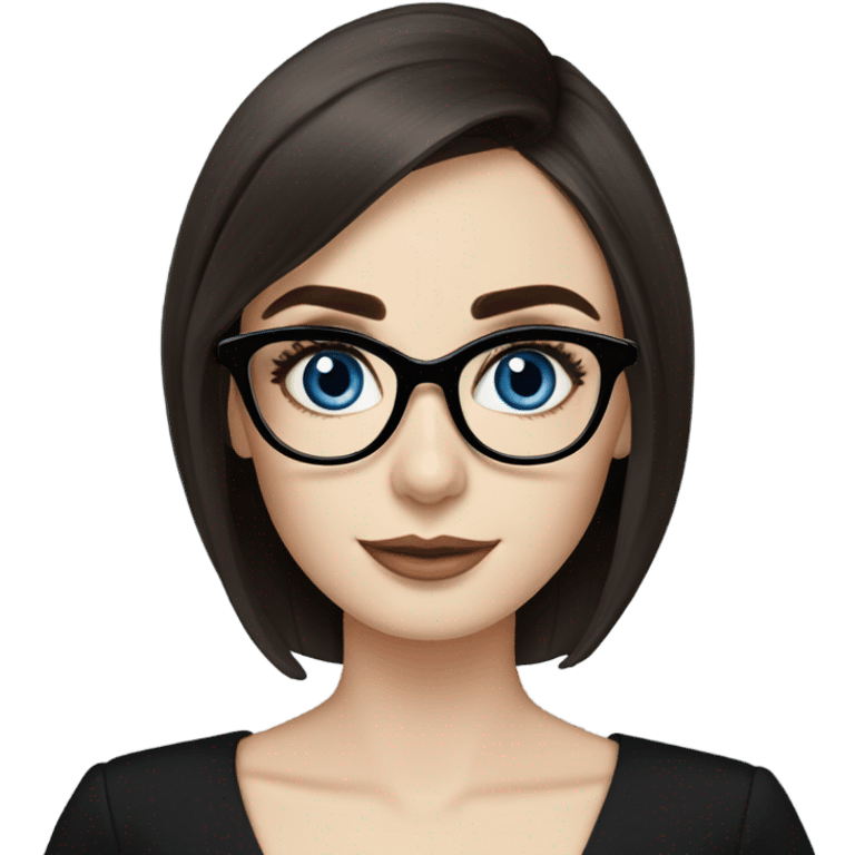 Lily collins blue eyes wearing glasses in a business meeting black dress emoji