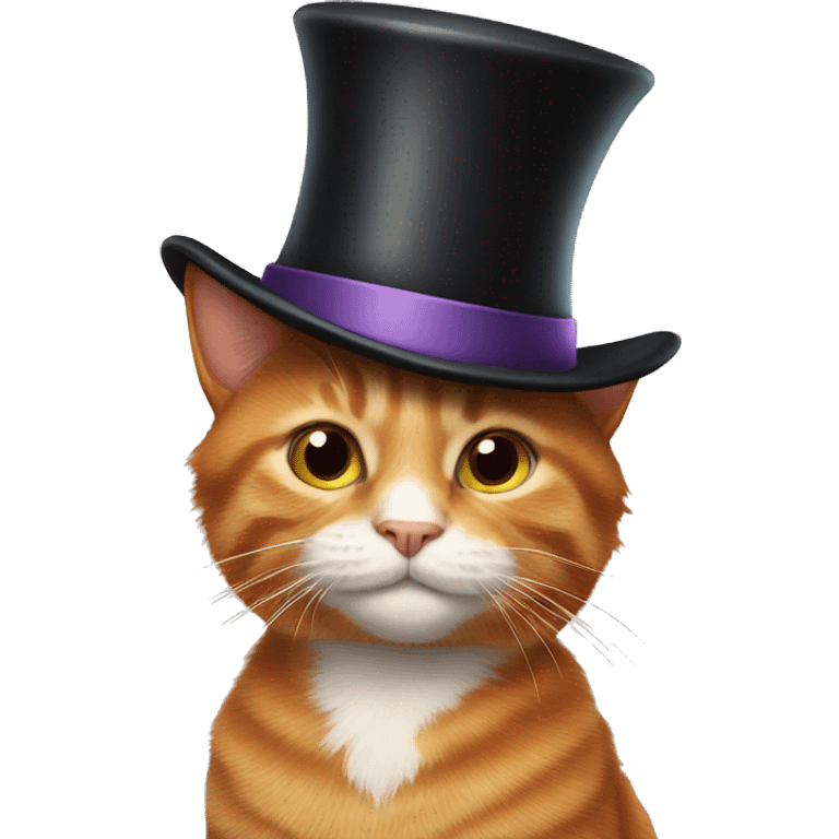 Ginger cat with top hat emoji