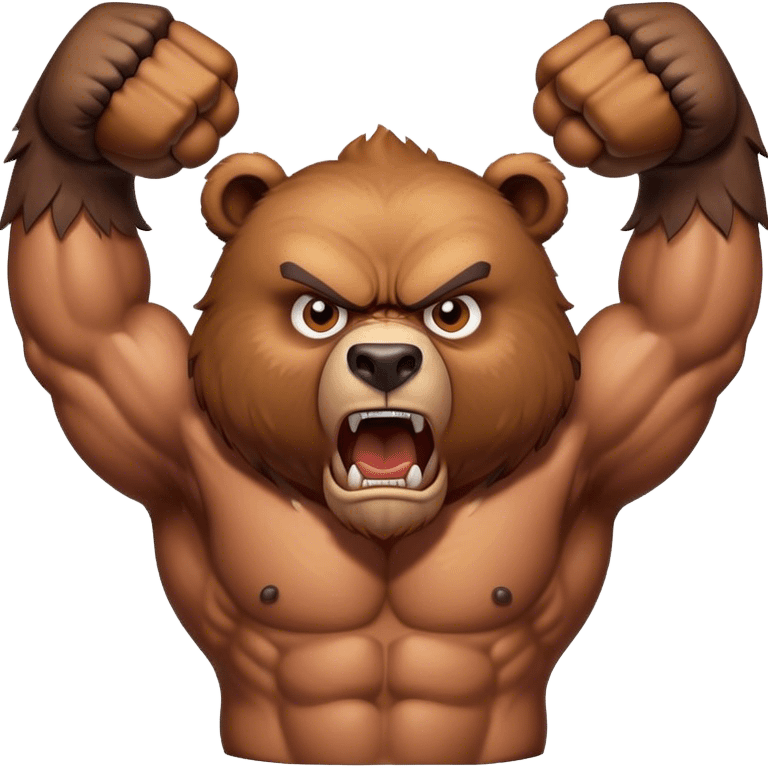 angry buff bear with human like muscles emoji