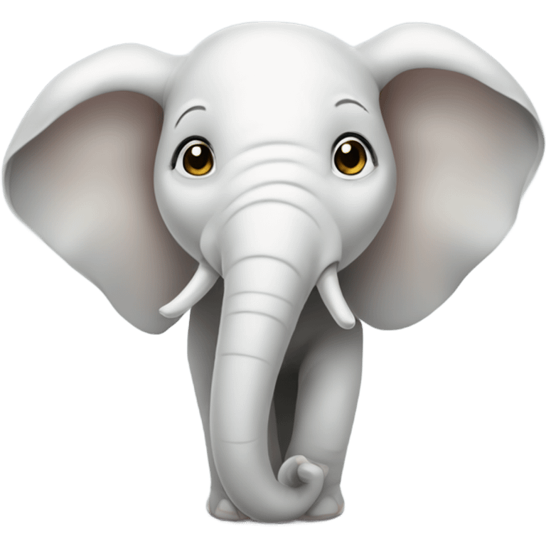 White baby elephant face with exaggerated trunk emoji