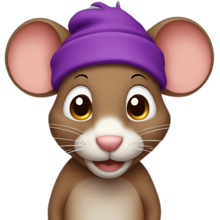 brown jerry mouse cartoon with purple hairband emoji