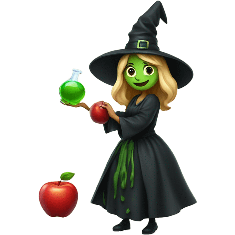 witch in Kitchen and apple poison emoji