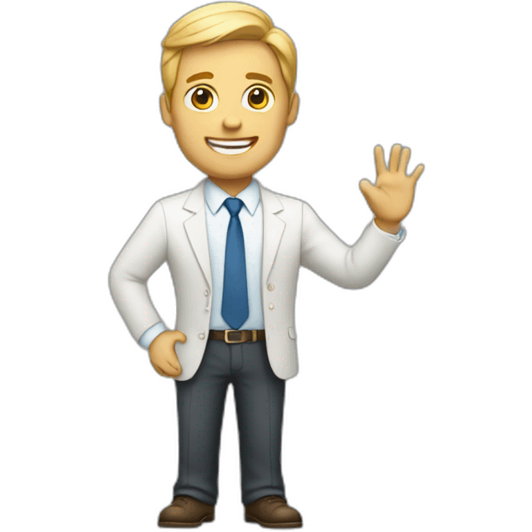 white business man raising hand emoji