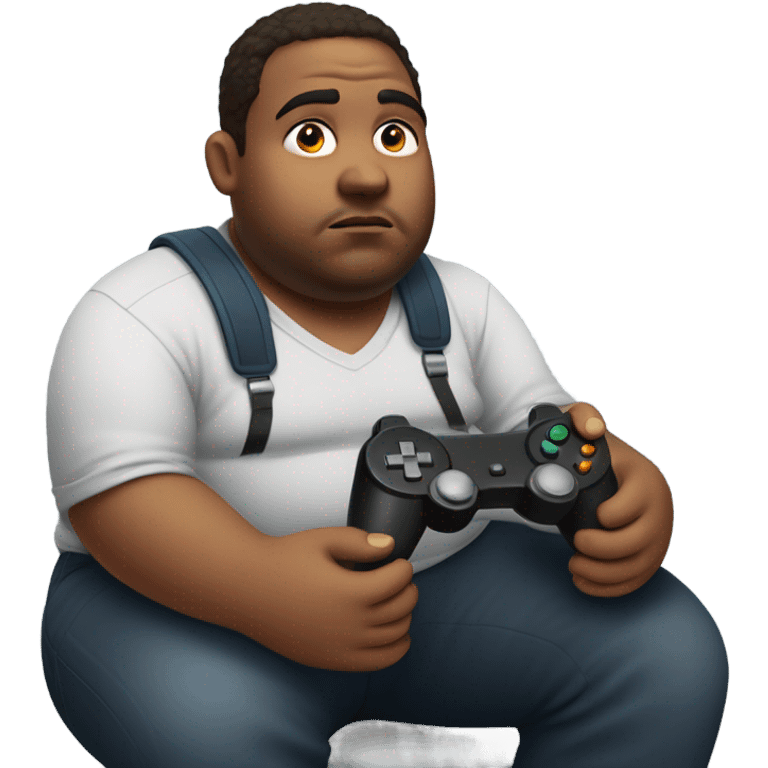 Fat guy playing a game emoji