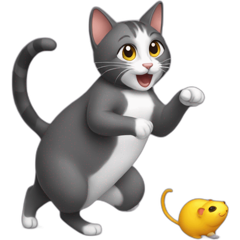 a cat slowdancing with a mouse emoji