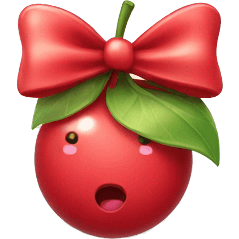 Cherrys with a cute bow on top  emoji