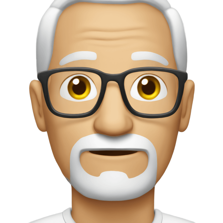 older man with no glasses playing comput emoji