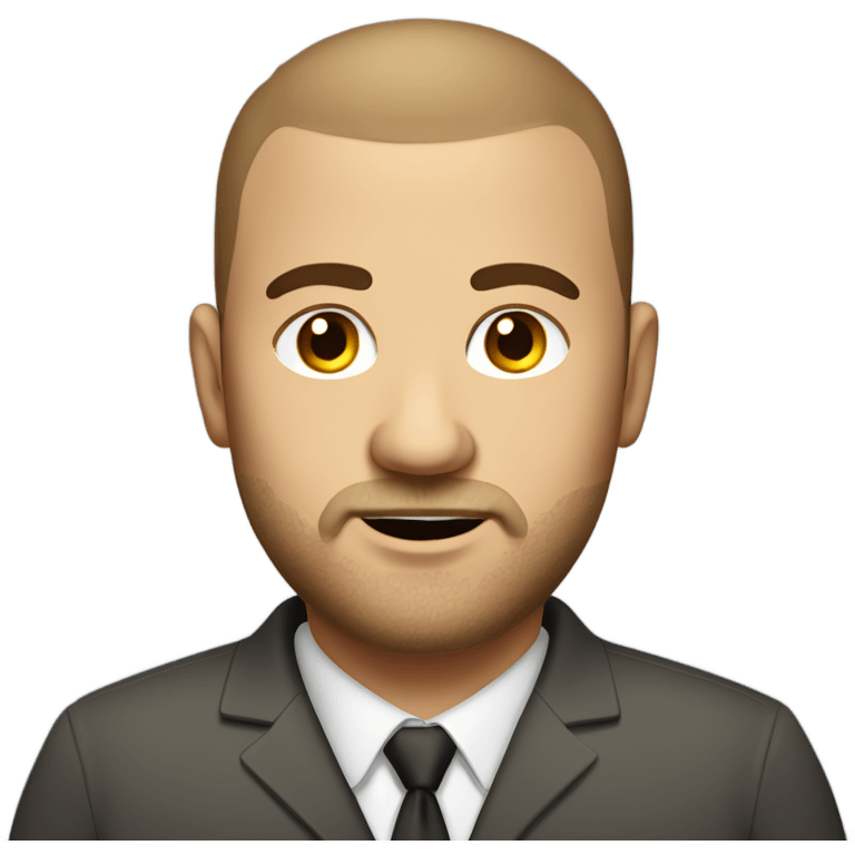 overweight italian business man, with brown buzz cut and a stubbled beard. emoji