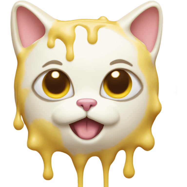 cat covered in melting white chocolate emoji