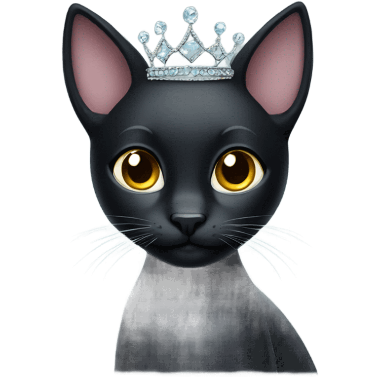 Black cat with tiara emoji