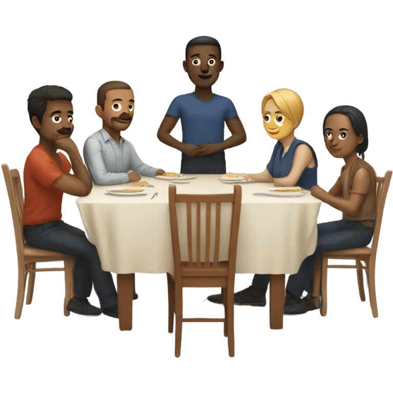 6 people sitting either side of a table emoji